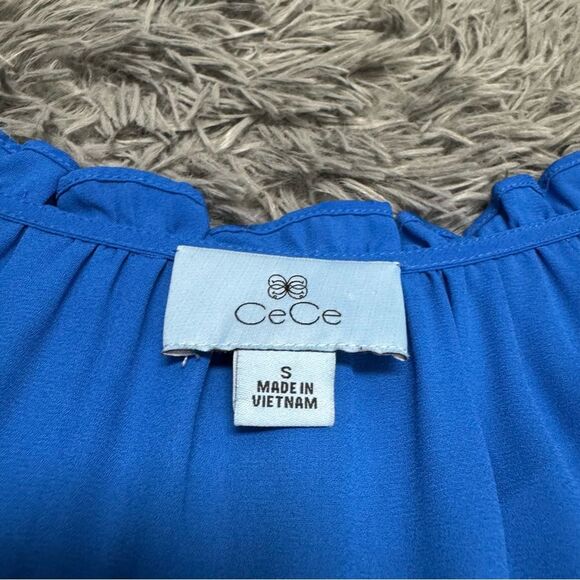 Cece Royal Blue Split Neck Line Shirt Size Small - Picture 6 of 9